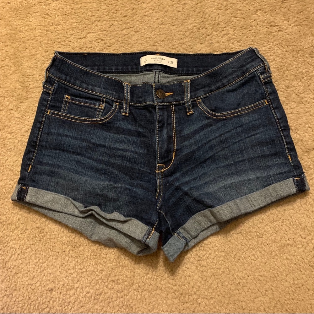 Abercrombie & Fitch Dark Blue Jean Shorts